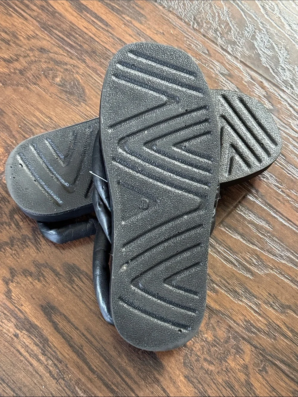 275 Central Black Leather Braided Slide Sandals